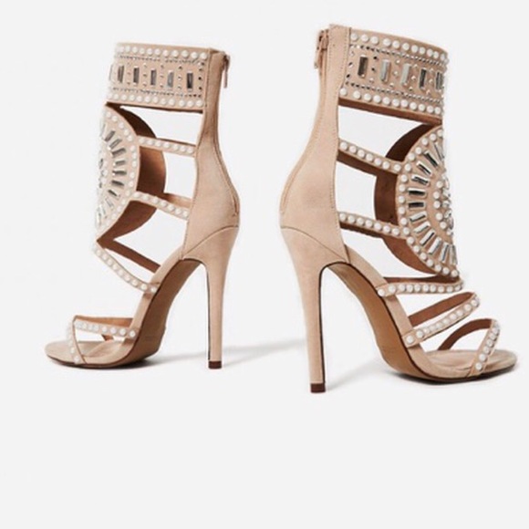 Solange embellish heel in nude faux suede - Picture 3 of 4